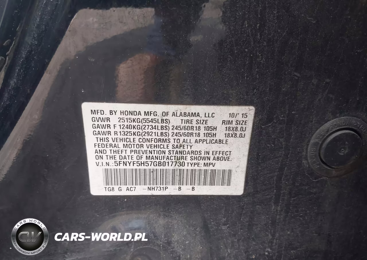 2016 Honda Pilot Ex-L VIN:5FNYF5H57GB017730 - 9