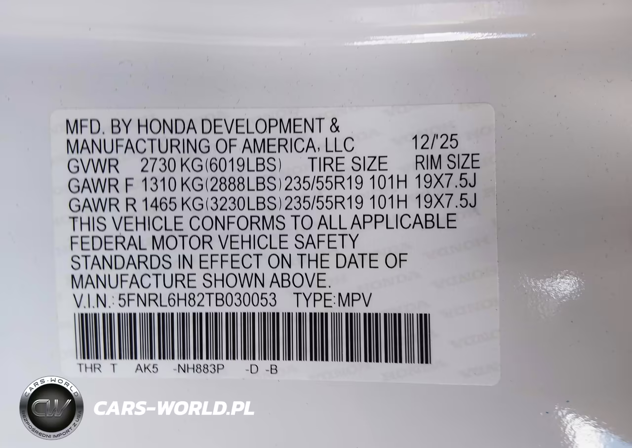 2026 Honda Odyssey Touring VIN:5FNRL6H82TB030053 - 9