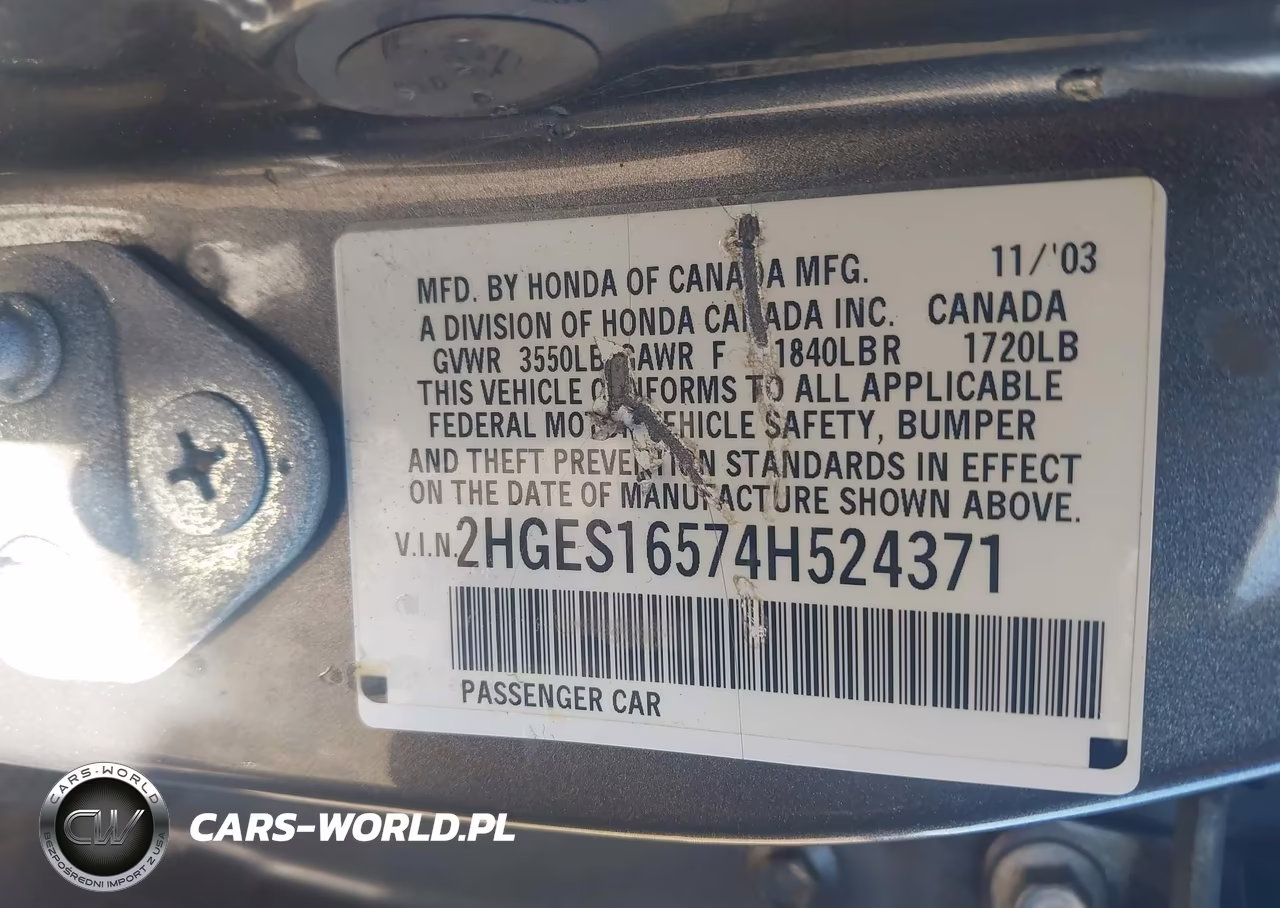 2004 Honda Civic Lx VIN:2HGES16574H524371 - 9