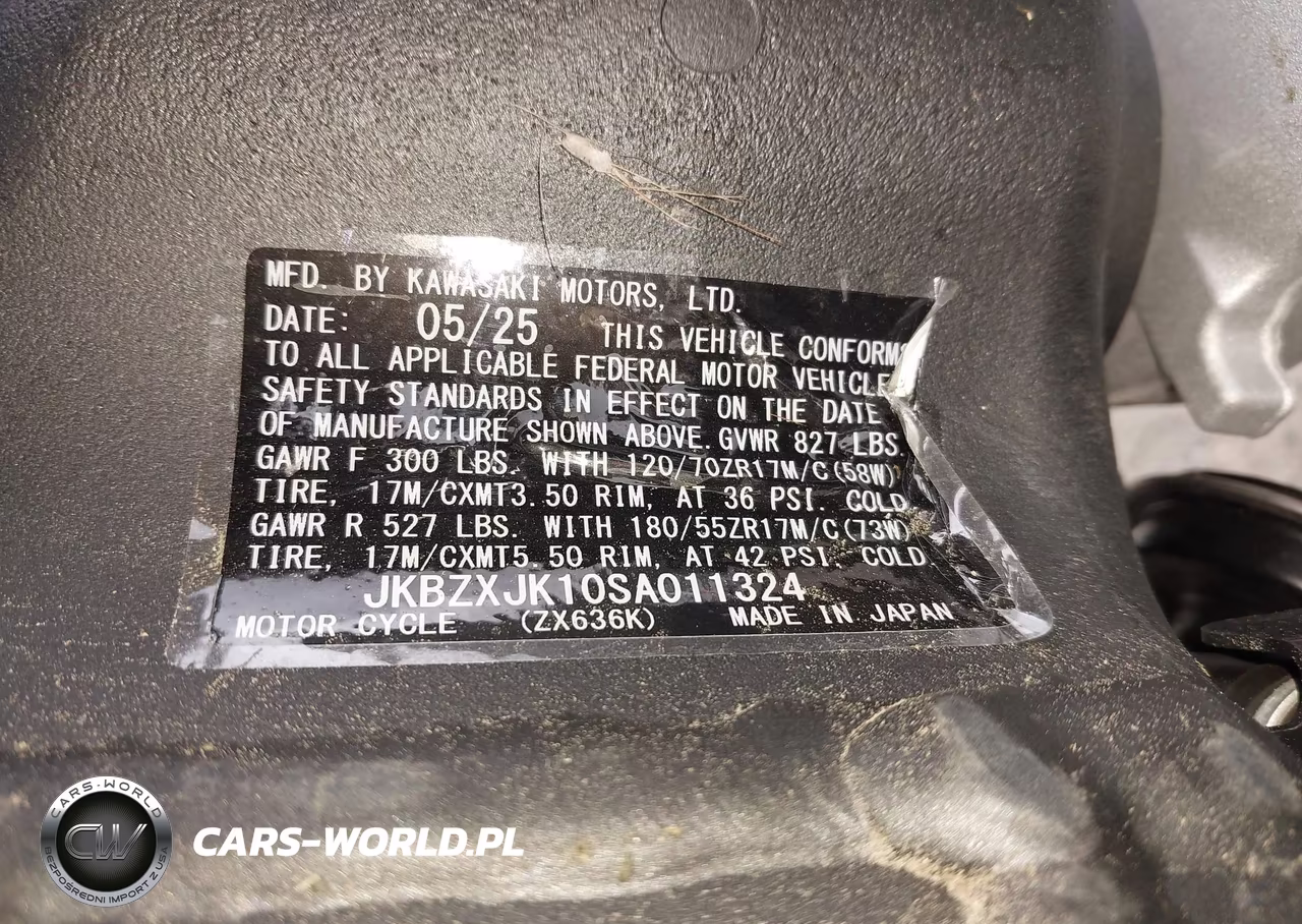 2025 Kawasaki Zx636 K VIN:JKBZXJK10SA011324 - 10