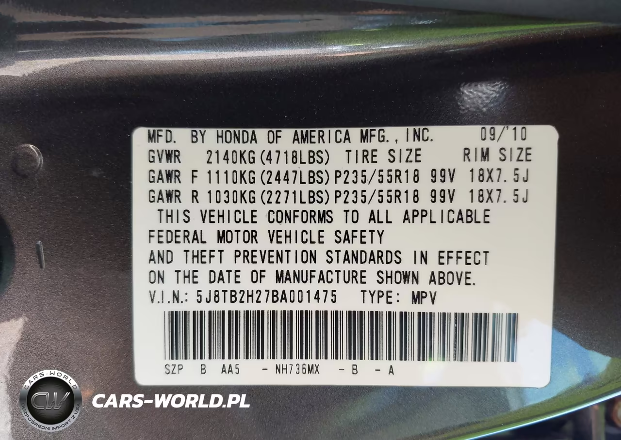 2011 Acura Rdx VIN:5J8TB2H27BA001475 - 9