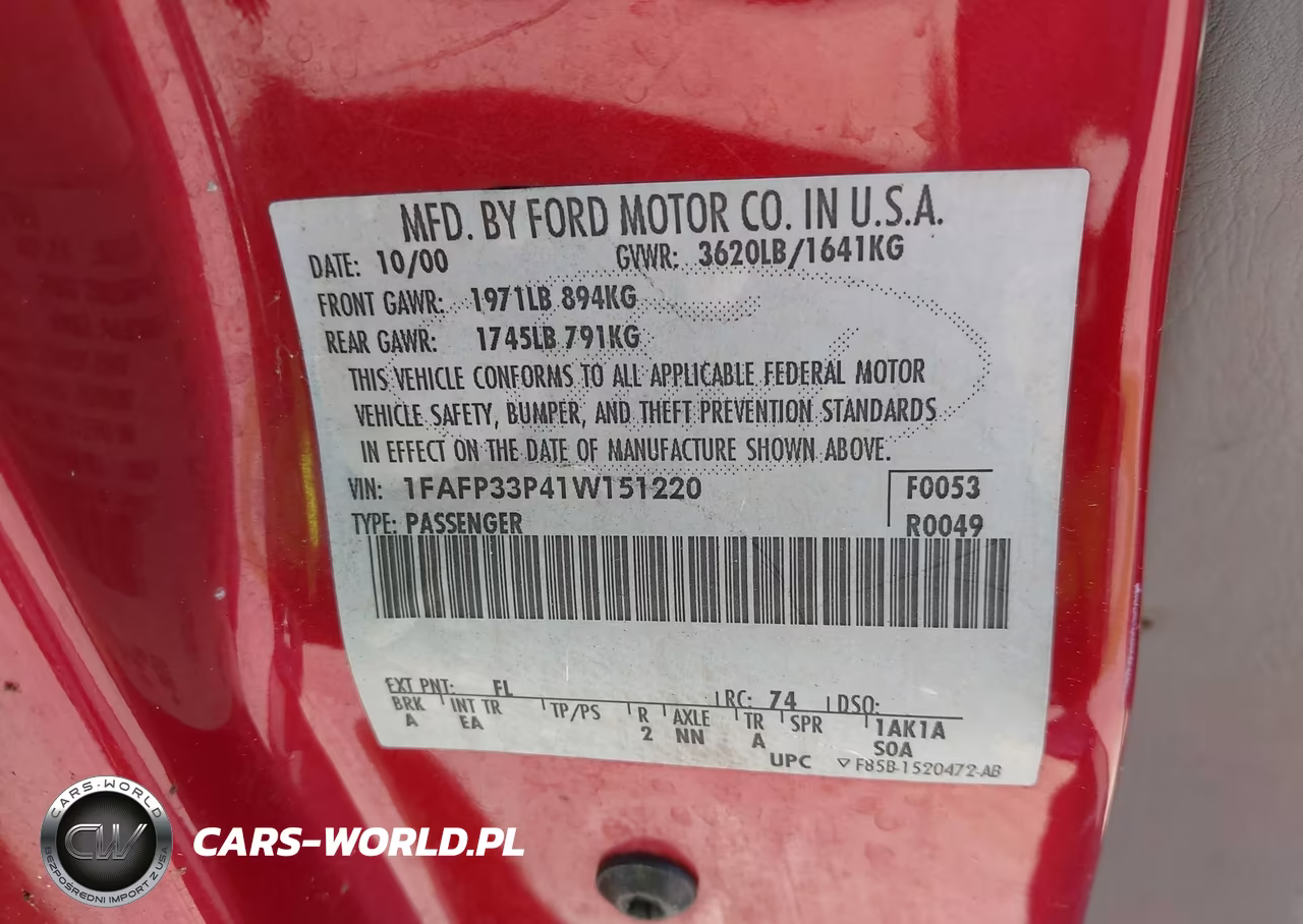 2001 Ford Focus Lx VIN:1FAFP33P41W151220 - 9