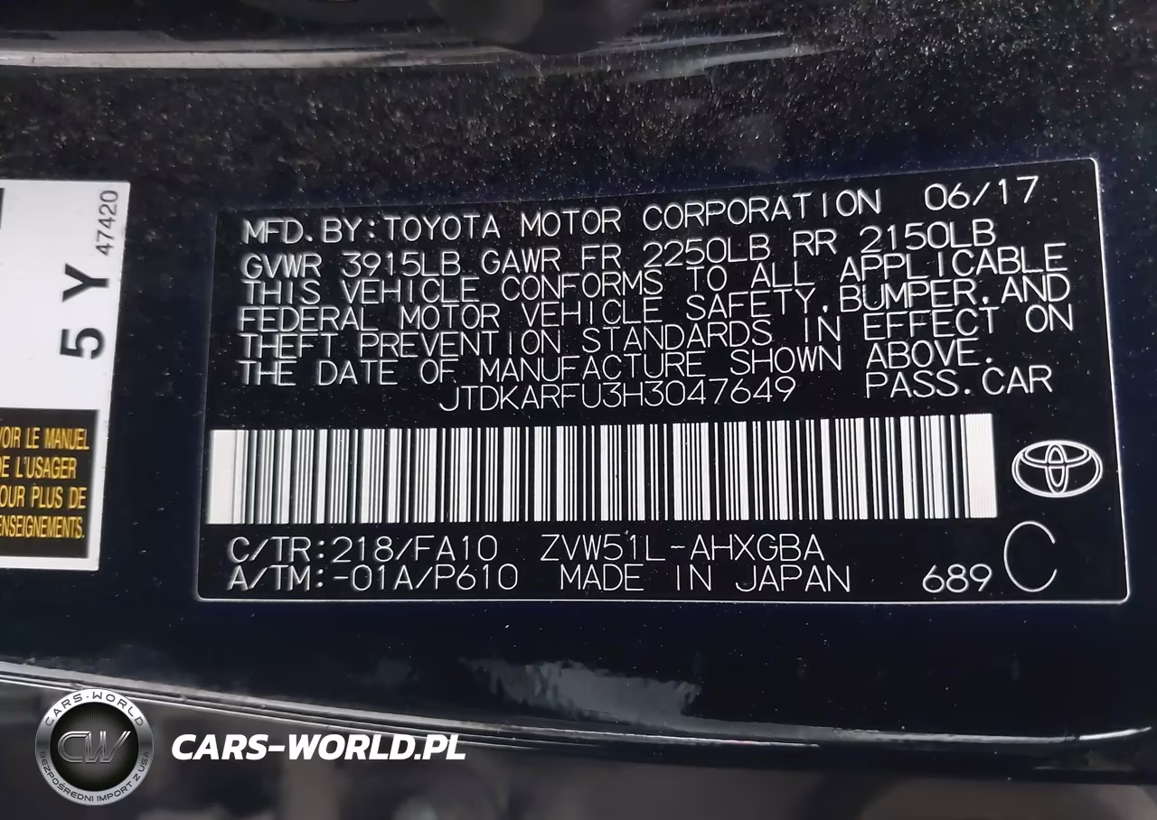 2017 Toyota Prius Three VIN:JTDKARFU3H3047649 - 9