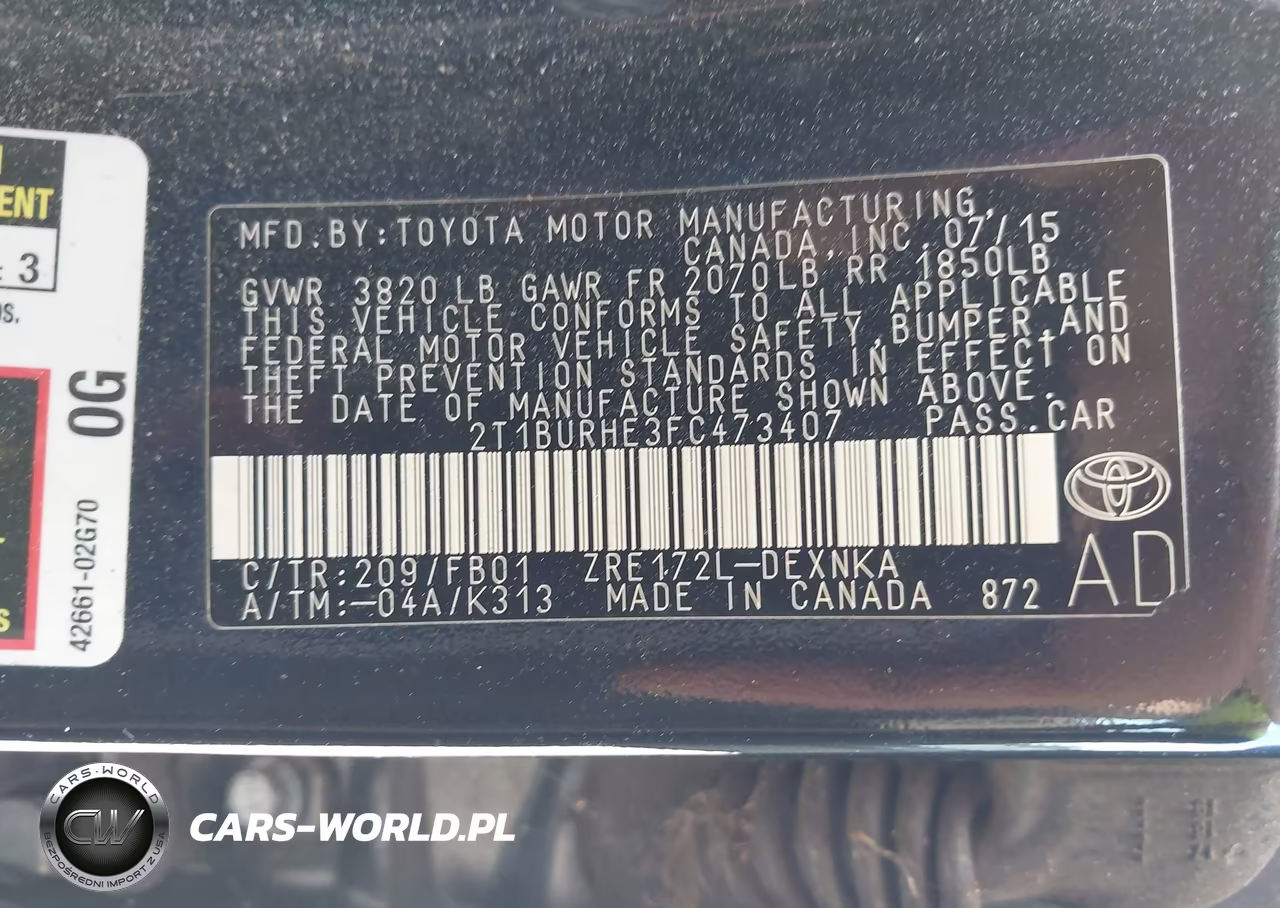 2015 Toyota Corolla Le VIN:2T1BURHE3FC473407 - 9