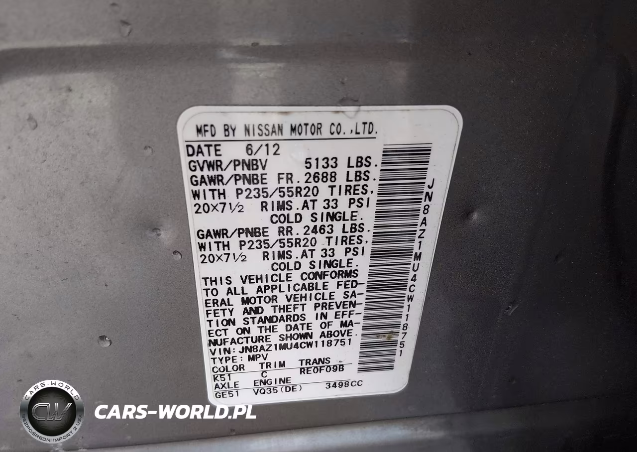 2012 Nissan Murano Le VIN:JN8AZ1MU4CW118751 - 9
