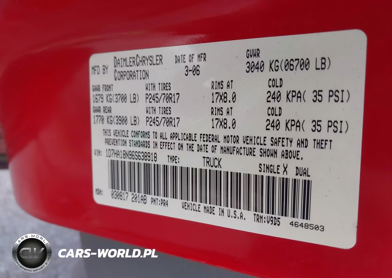 2006 Dodge Ram 1500 Slt VIN:1D7HA18N96S638918 - 9