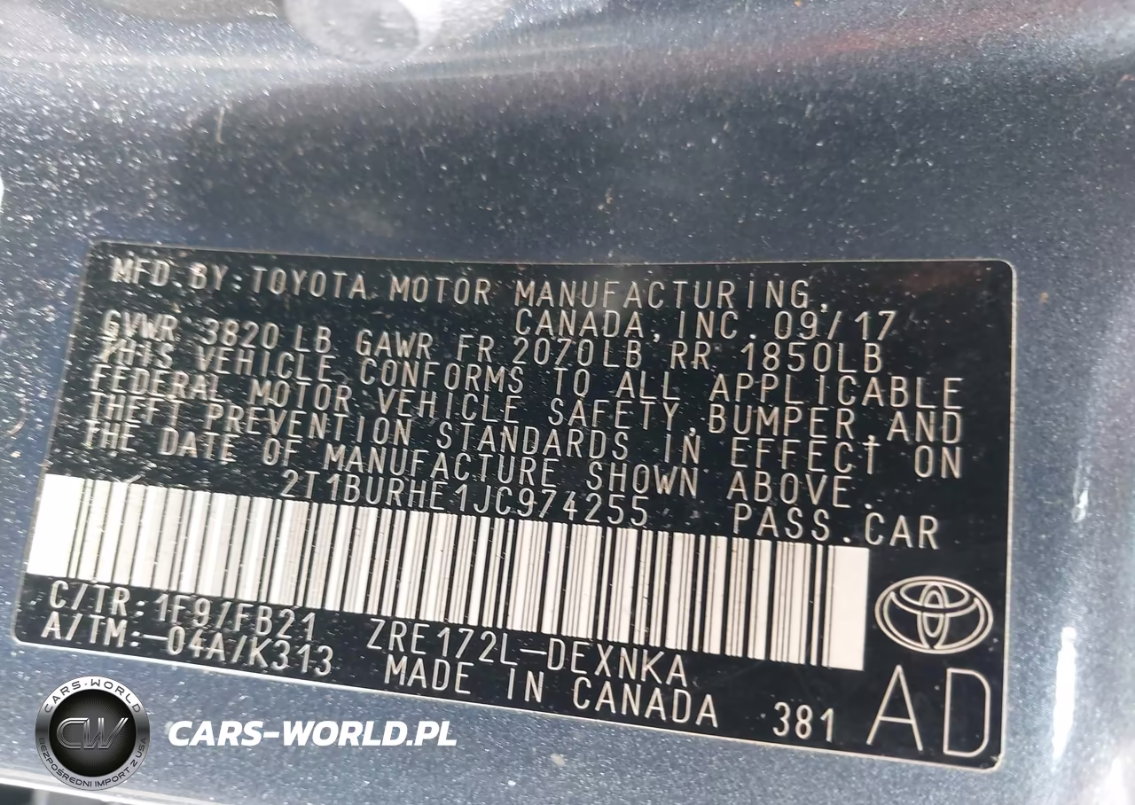 2018 Toyota Corolla Le VIN:2T1BURHE1JC974255 - 9