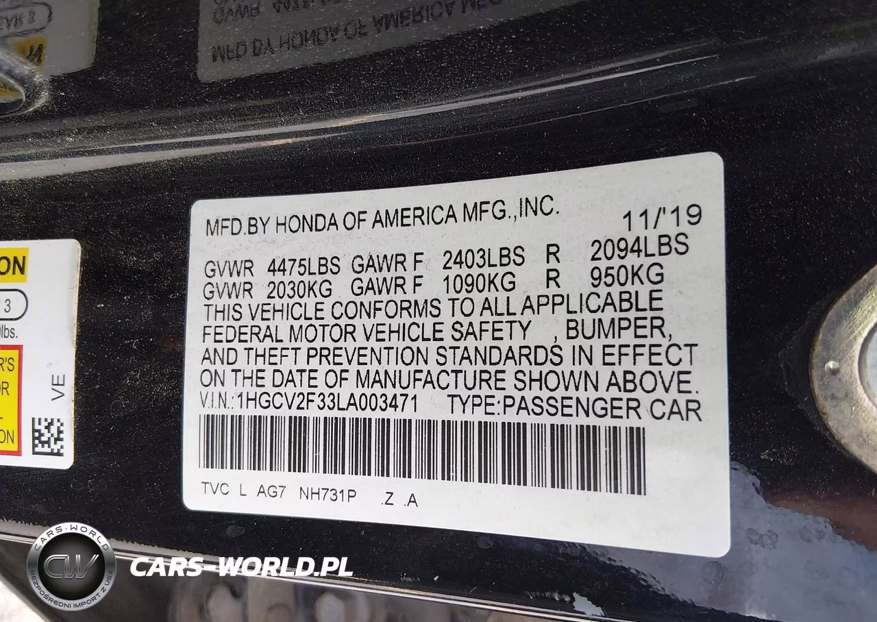 2020 Honda Accord Sport 2.0T VIN:1HGCV2F33LA003471 - 9