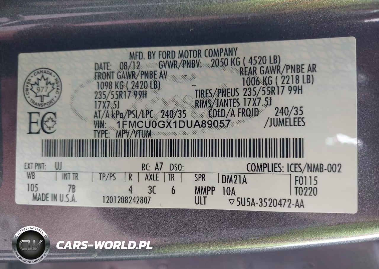 2013 Ford Escape Se VIN:1FMCU0GX1DUA89057 - 9
