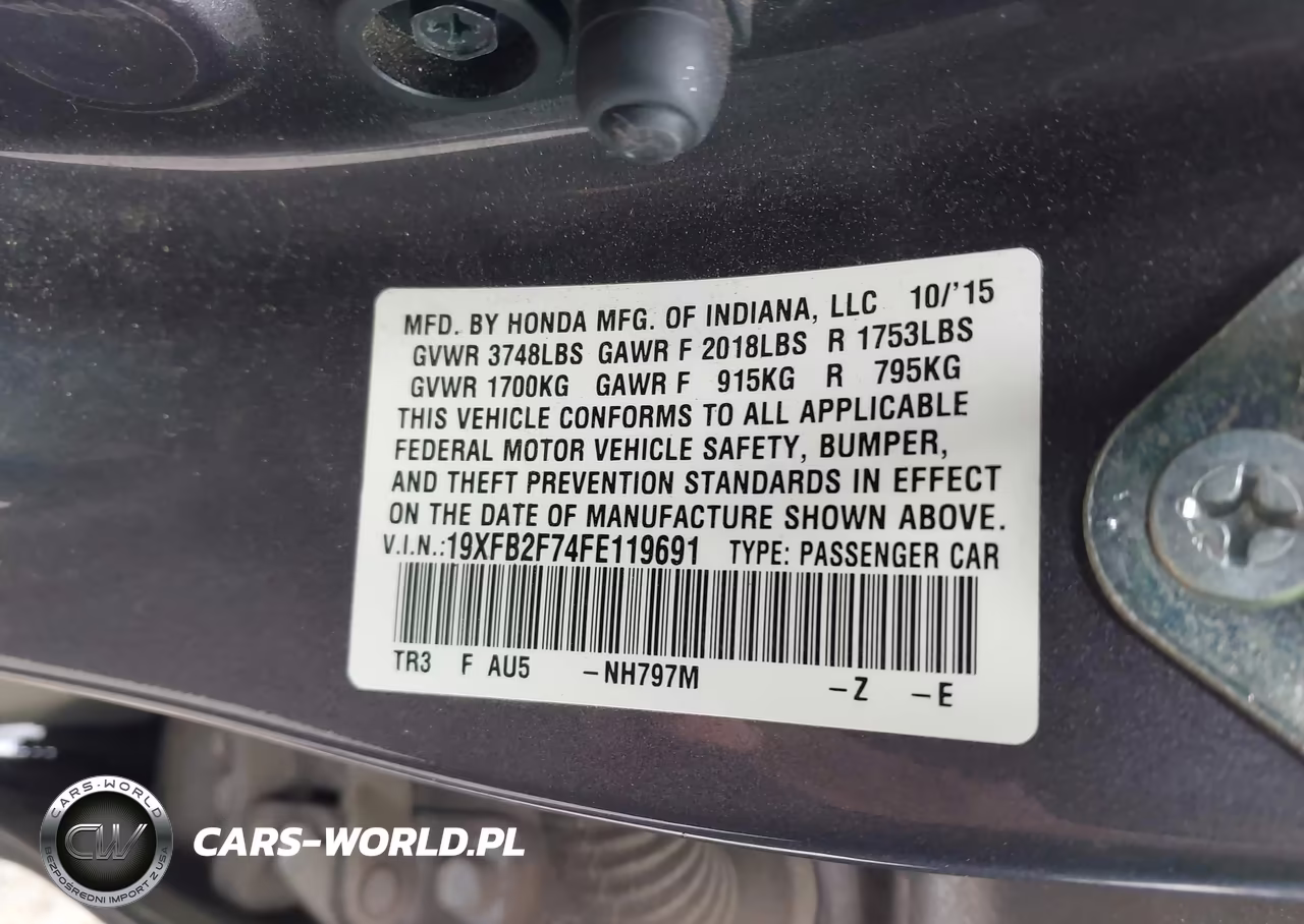2015 Honda Civic Se VIN:19XFB2F74FE119691 - 9