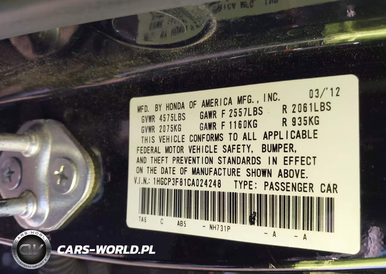 2012 Honda Accord 3.5 Ex-L VIN:1HGCP3F81CA024248 - 9