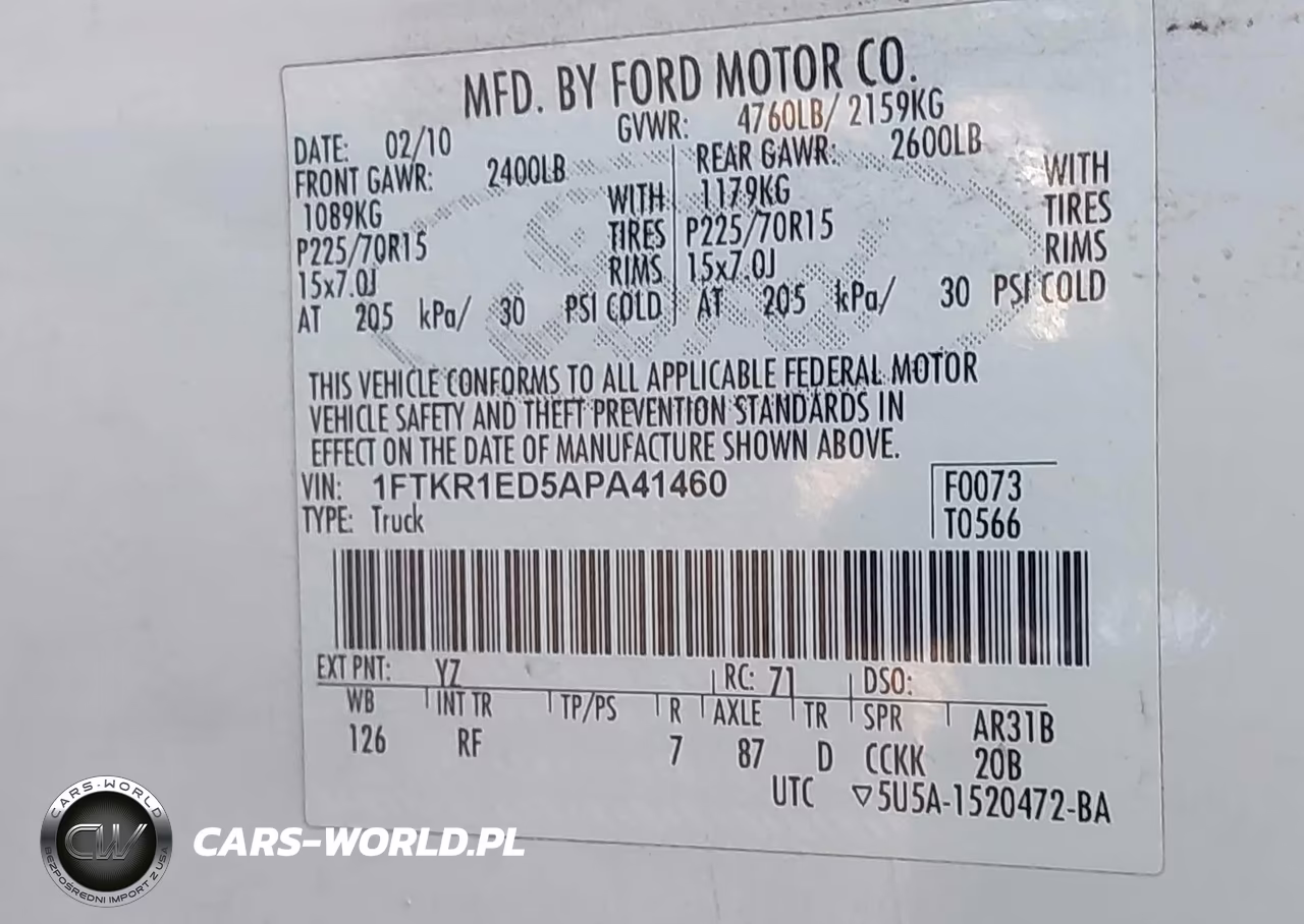 2010 Ford Ranger Xl-Xlt VIN:1FTKR1ED5APA41460 - 9