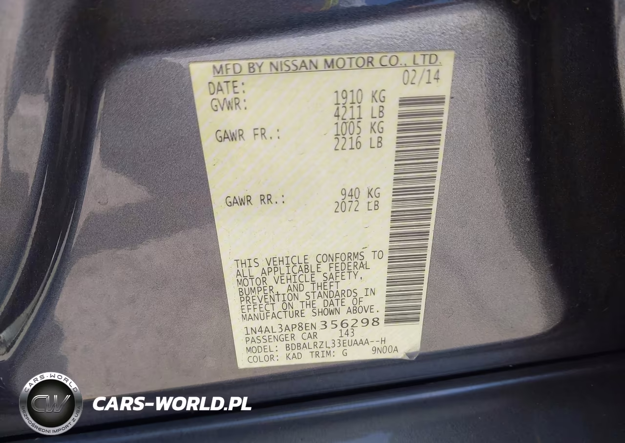 2014 Nissan Altima 2.5 S VIN:1N4AL3AP8EN356298 - 9