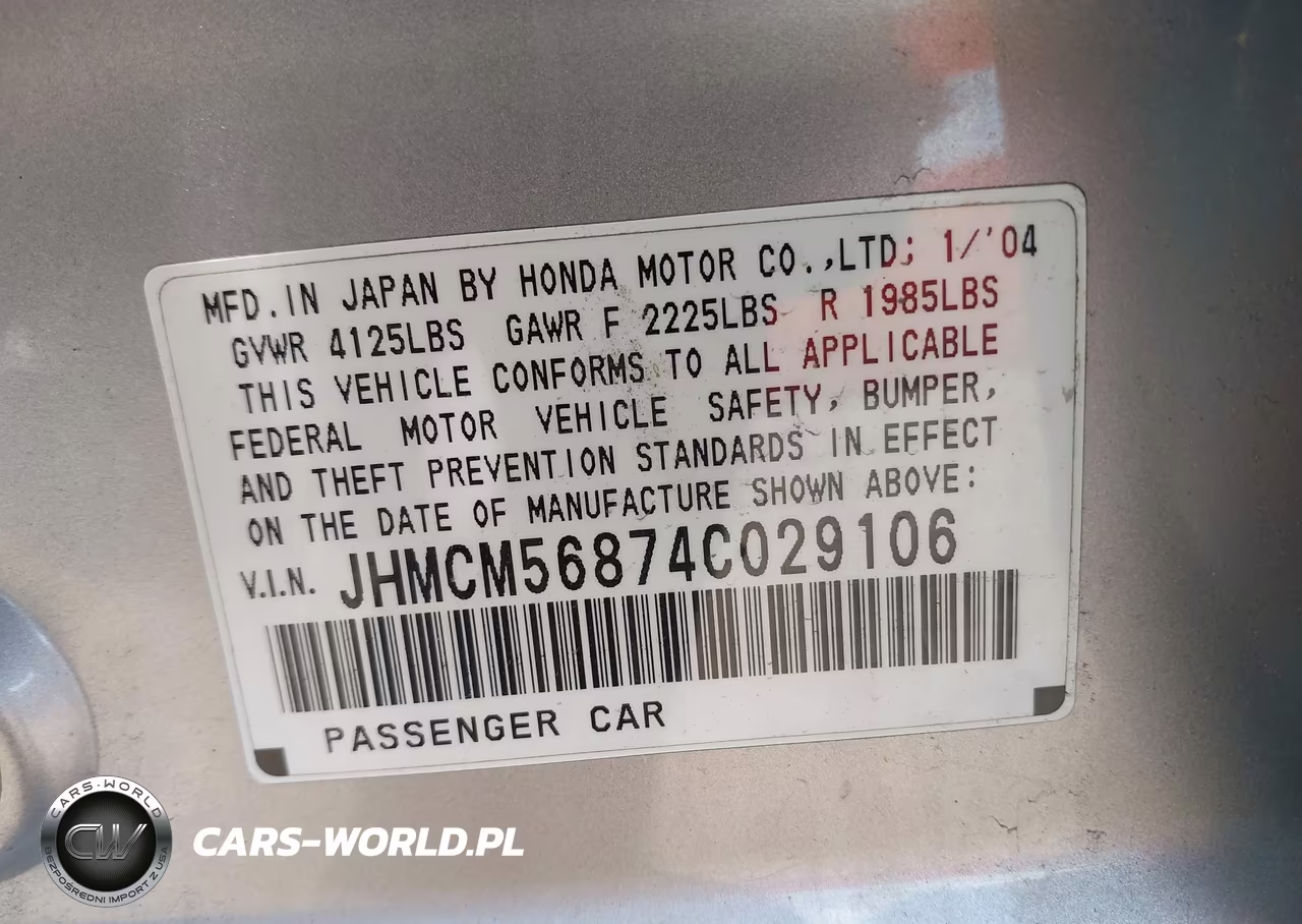 2004 Honda Accord 2.4 Ex VIN:JHMCM56874C029106 - 9