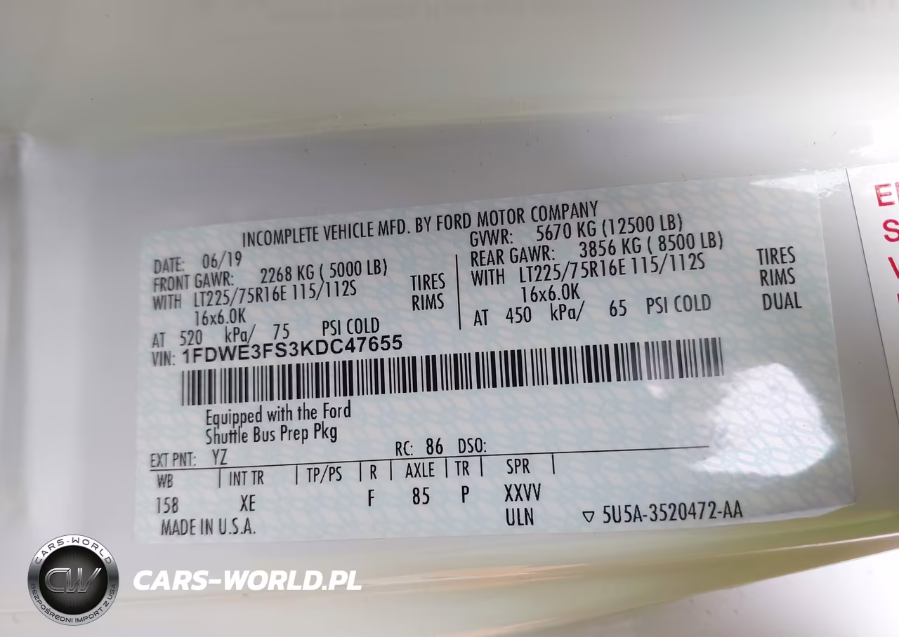2020 Ford E-350 Cutaway VIN:1FDWE3FS3KDC47655 - 9