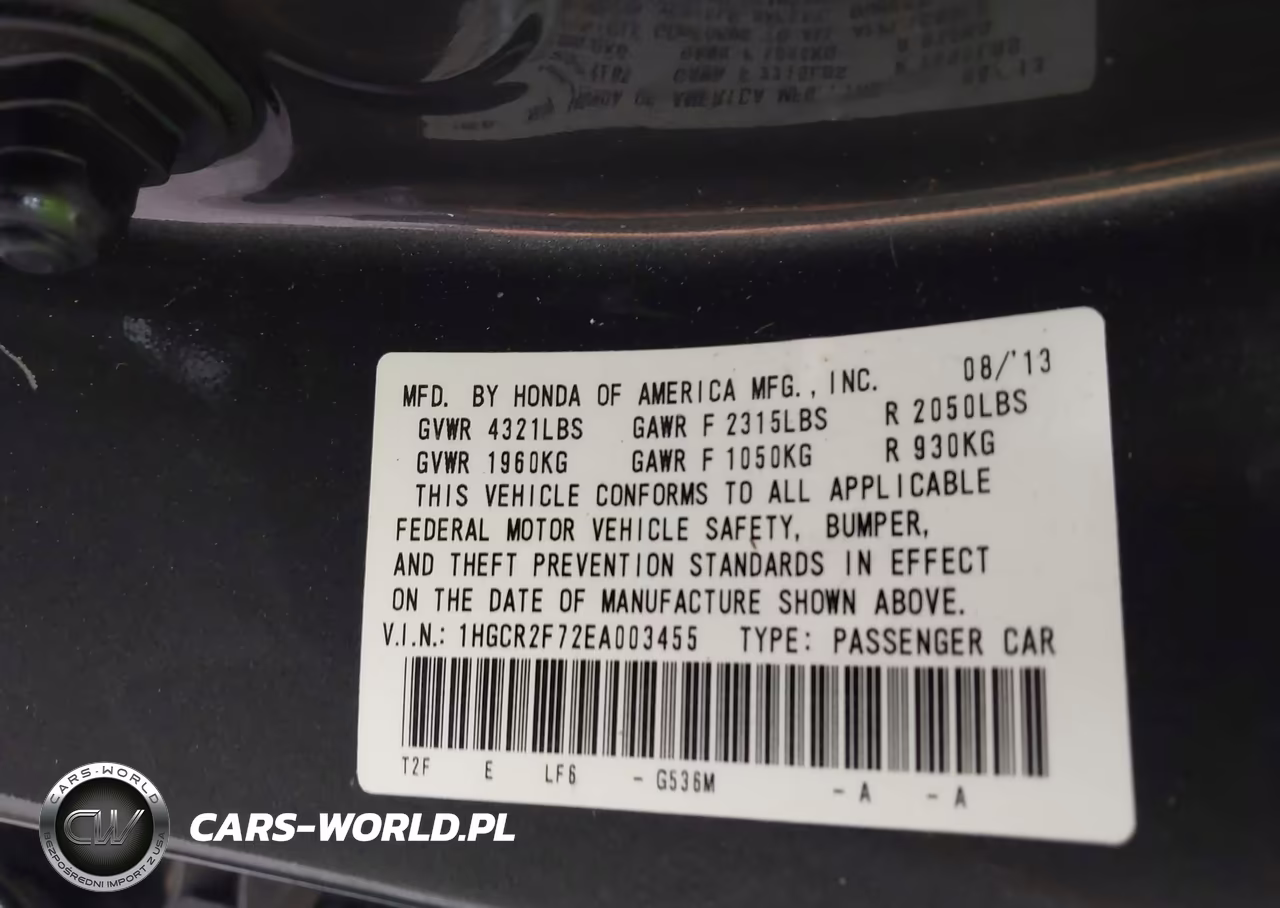 2014 Honda Accord Ex VIN:1HGCR2F72EA003455 - 9
