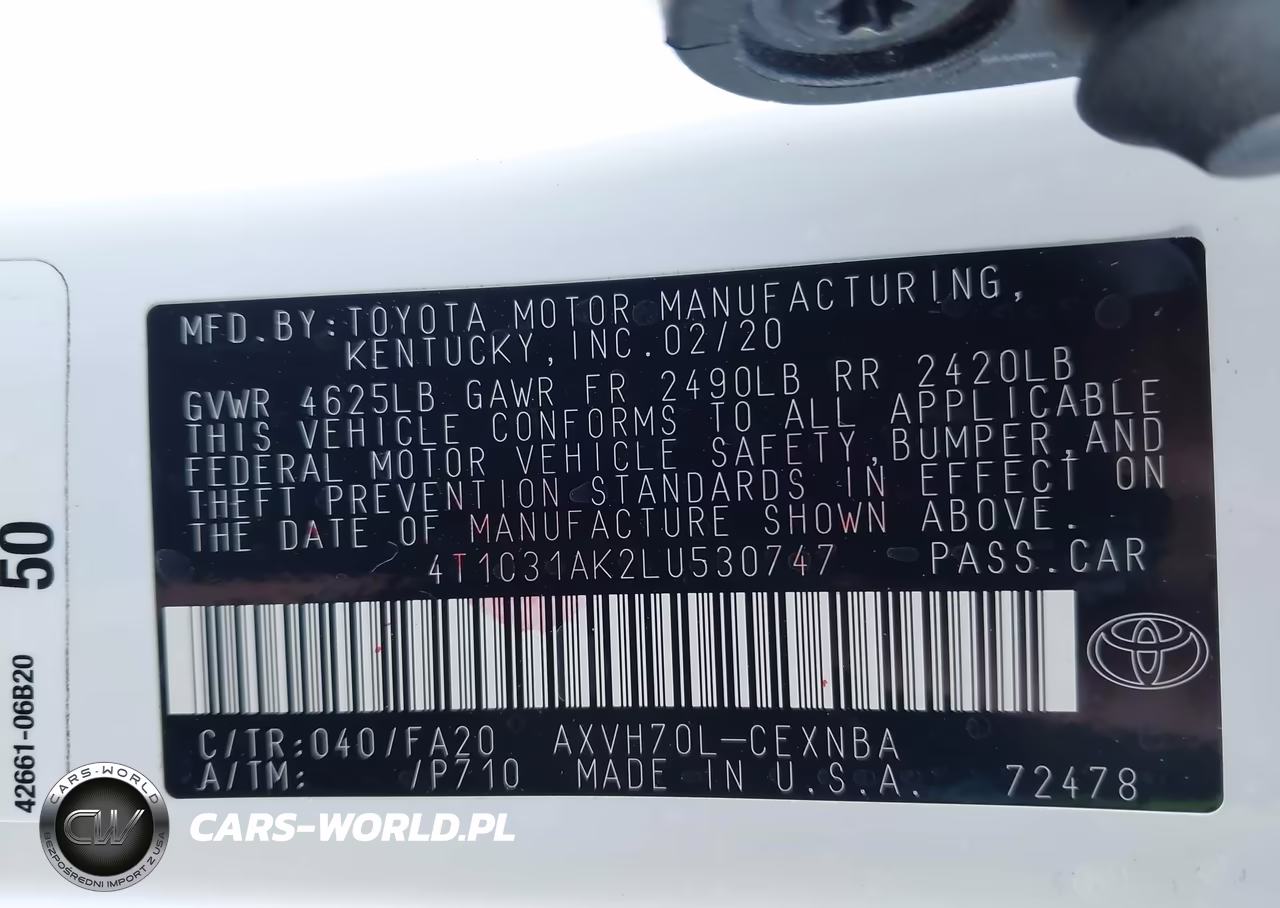 2020 Toyota Camry Le Hybrid VIN:4T1C31AK2LU530747 - 9