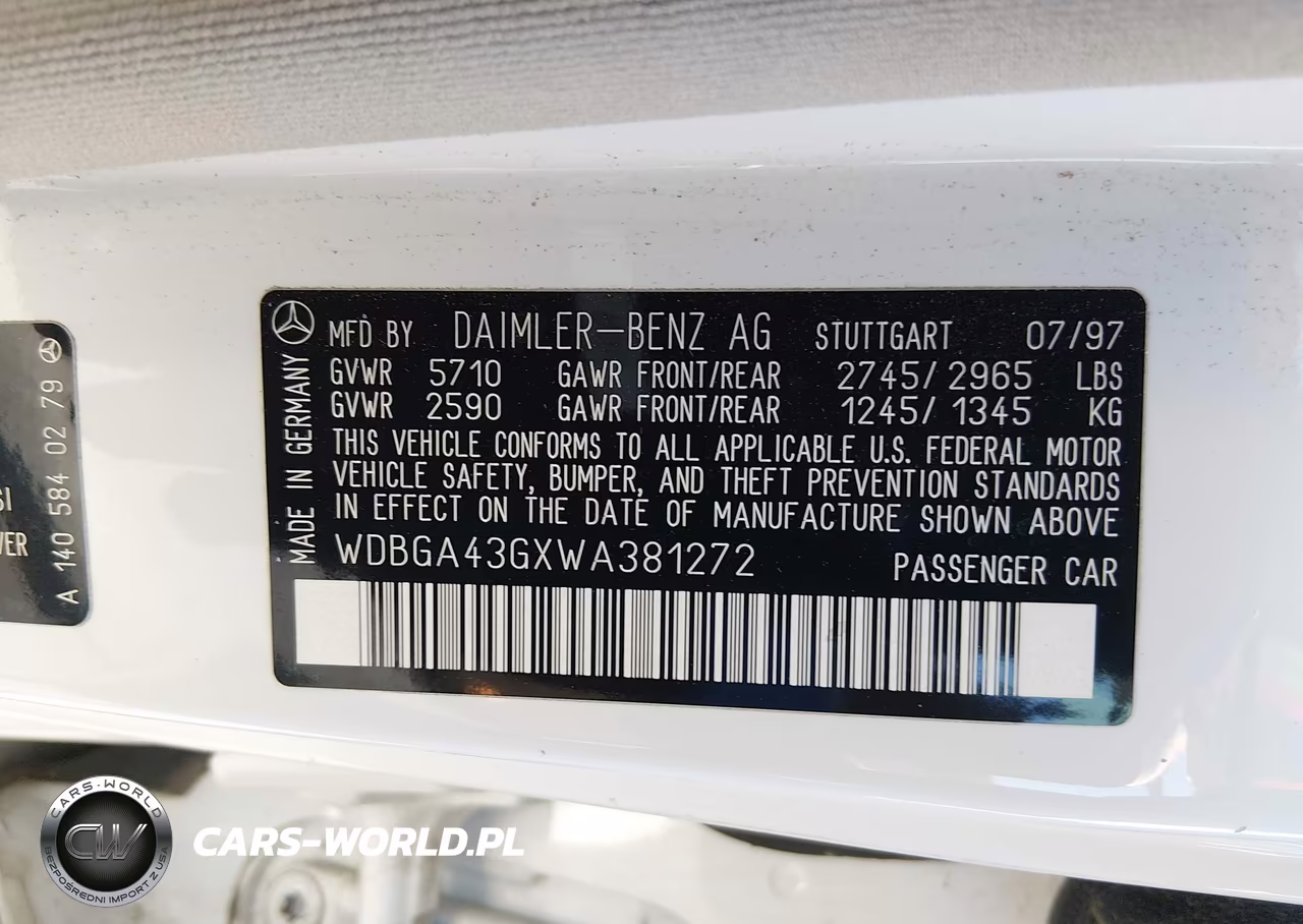 1998 Mercedes-Benz S 420 VIN:WDBGA43GXWA381272 - 9