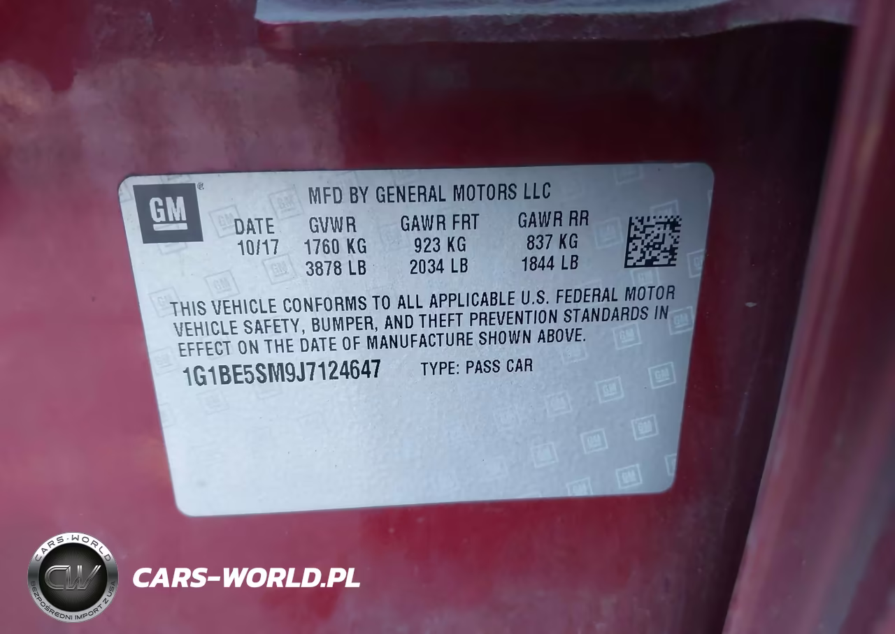2018 Chevrolet Cruze Lt Auto VIN:1G1BE5SM9J7124647 - 9