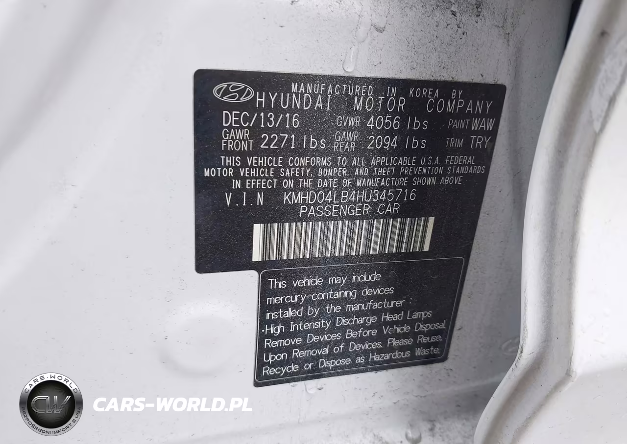 2017 Hyundai Elantra Sport VIN:KMHD04LB4HU345716 - 9