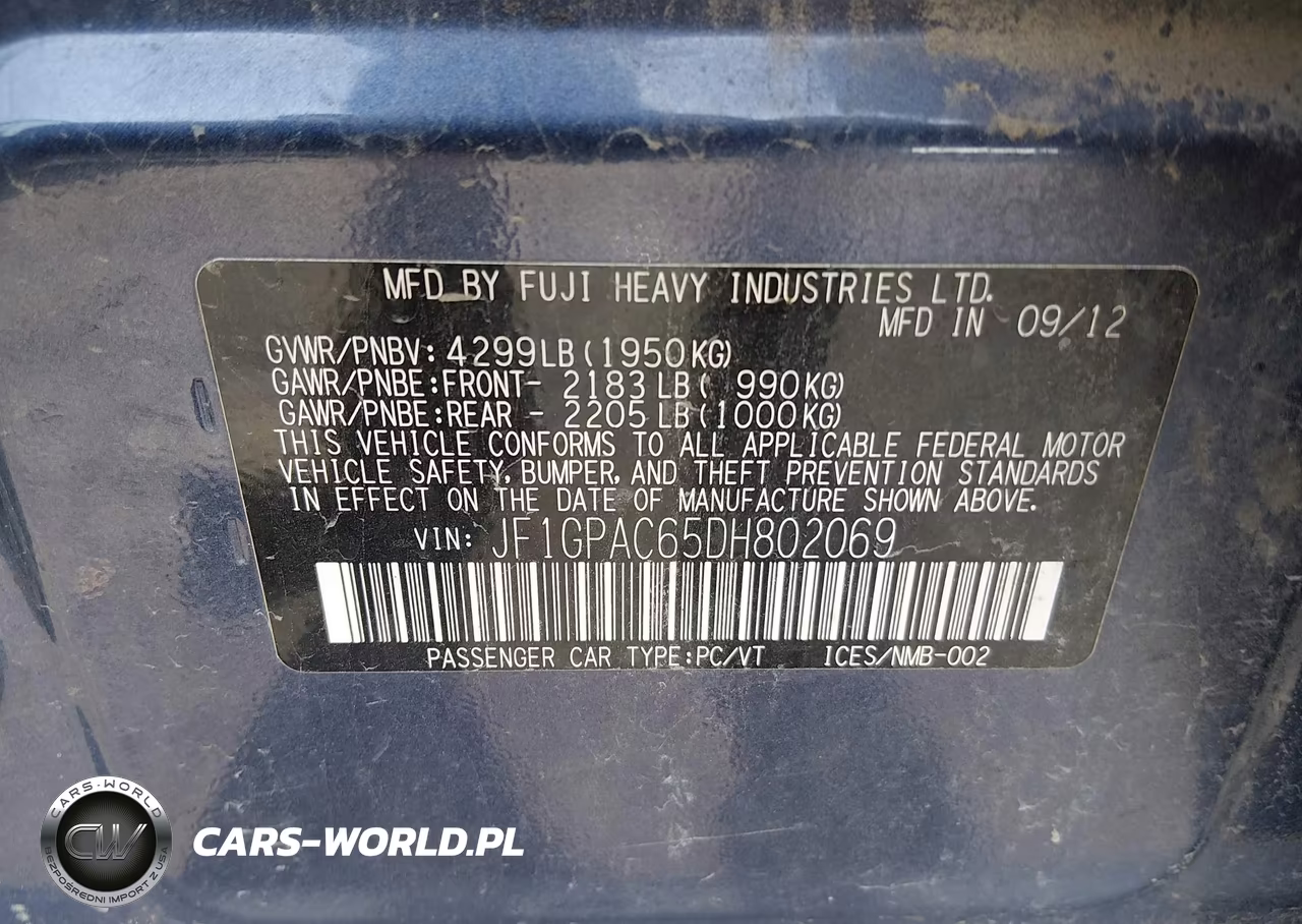 2013 Subaru Impreza 2.0I Premium VIN:JF1GPAC65DH802069 - 9