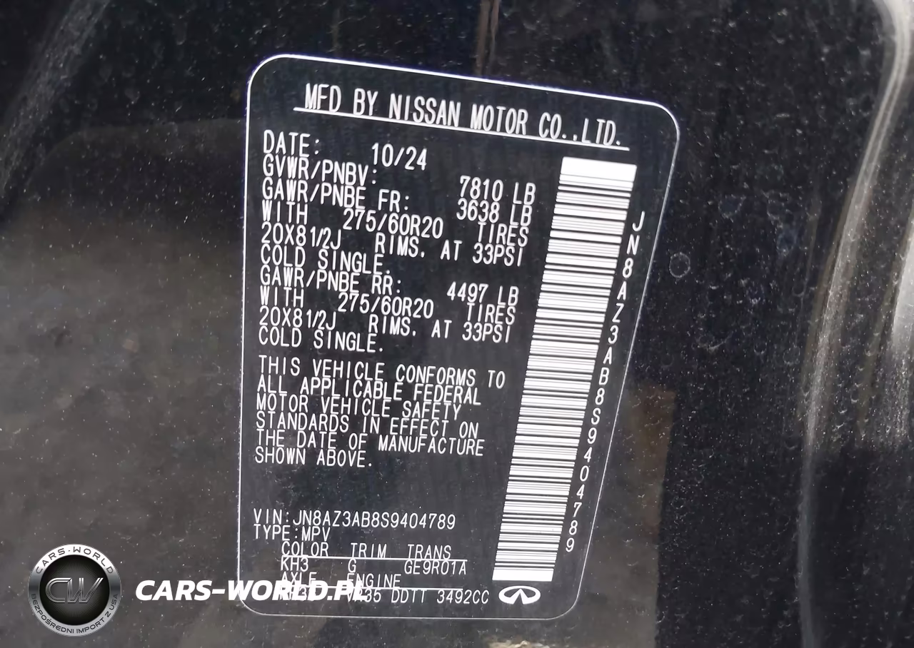 2025 Infiniti Qx80 Pure Awd VIN:JN8AZ3AB8S9404789 - 9