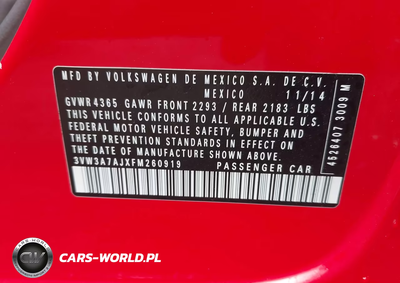 2015 Volkswagen Jetta 2.0L Tdi Se VIN:3VW3A7AJXFM260919 - 9
