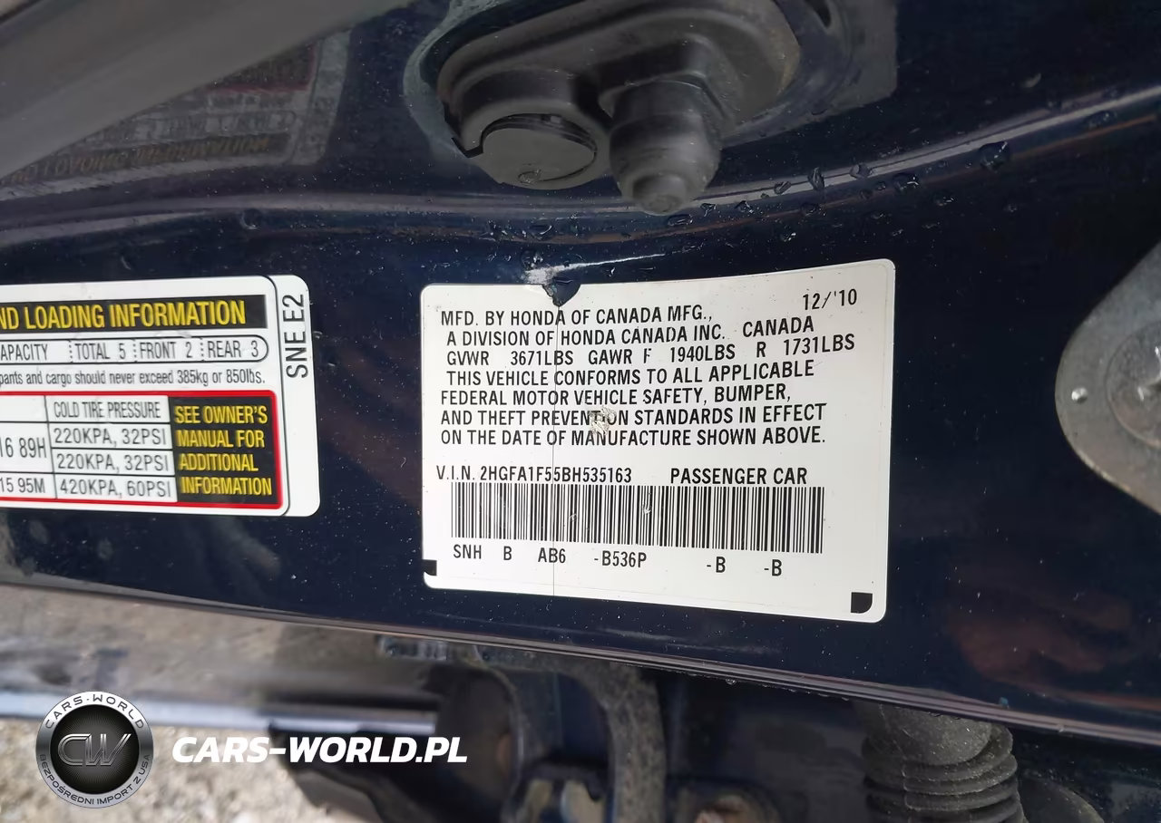 2011 Honda Civic Lx VIN:2HGFA1F55BH535163 - 9