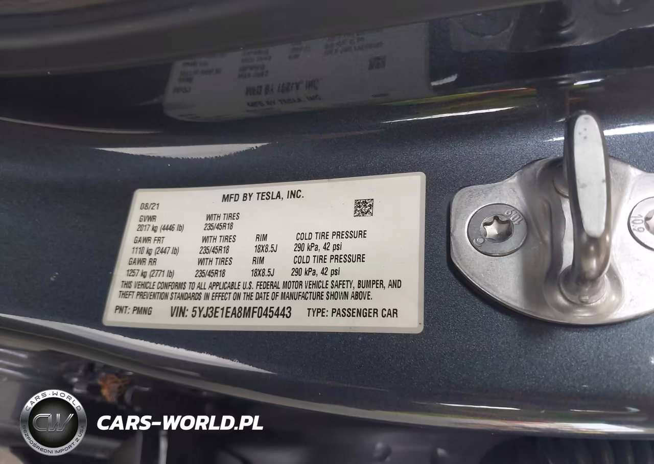 2021 Tesla Model 3 Standard Range Plus Rear-Wheel Drive VIN:5YJ3E1EA8MF045443 - 9