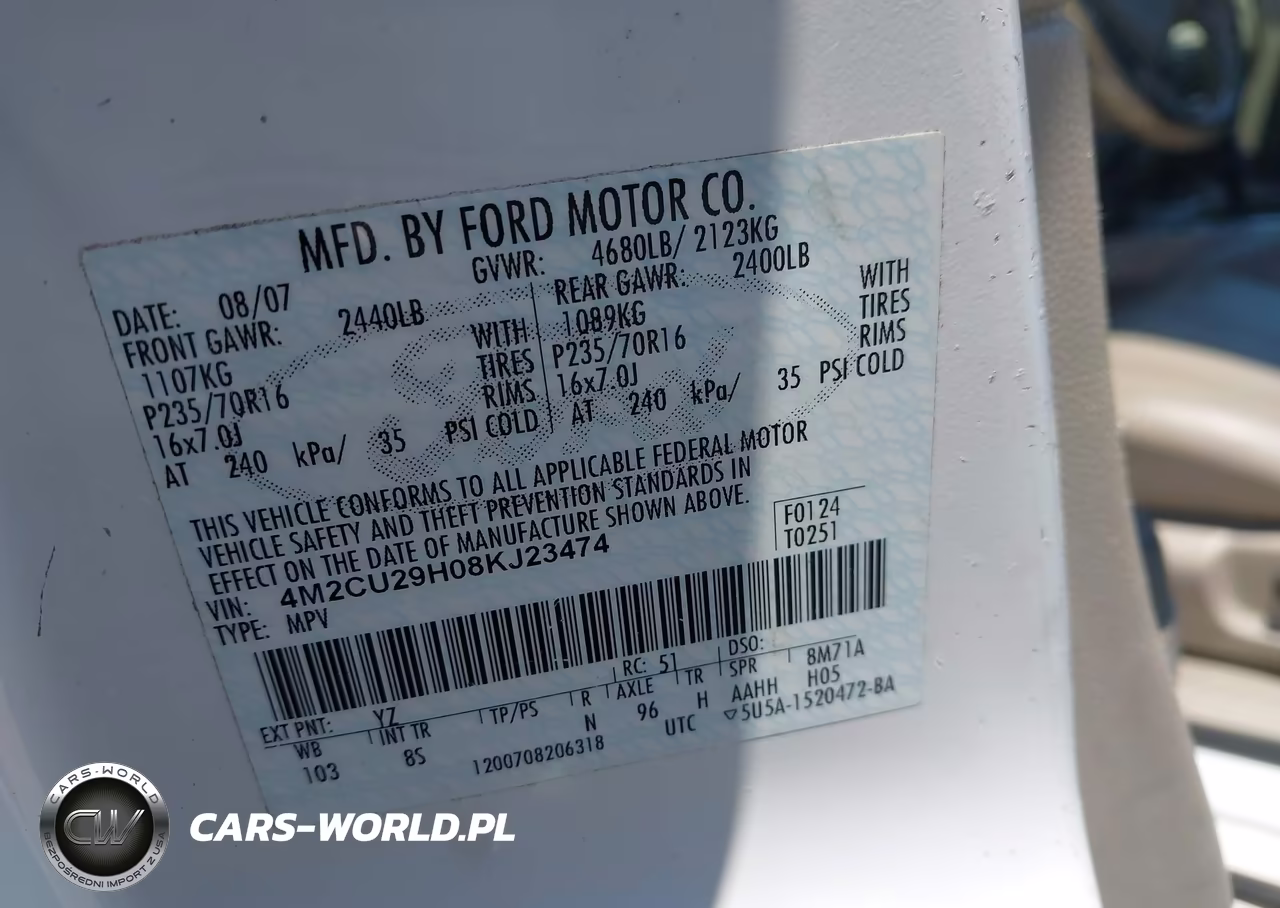 2008 Mercury Mariner Hybrid VIN:4M2CU29H08KJ23474 - 9