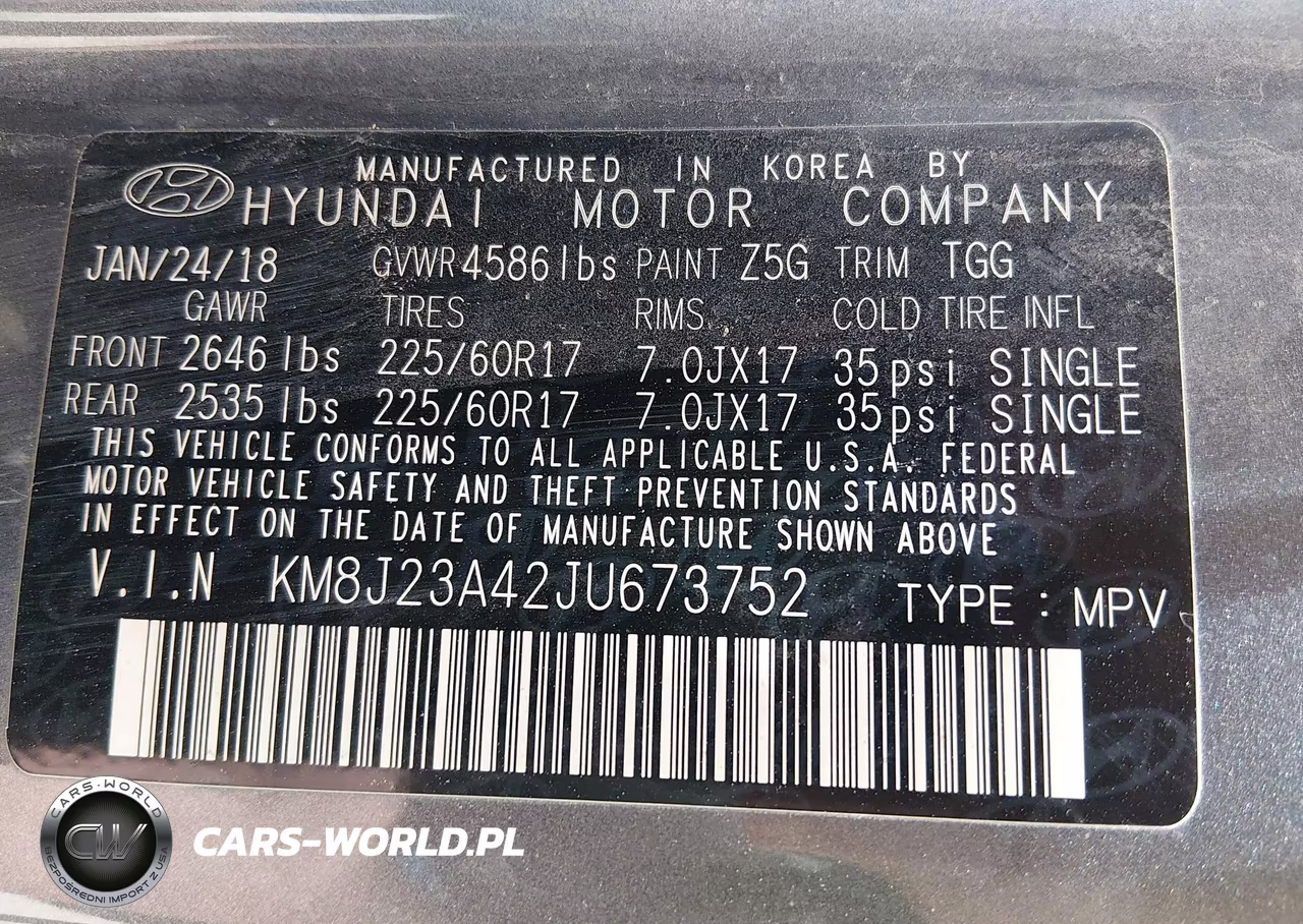 2018 Hyundai Tucson Se VIN:KM8J23A42JU673752 - 9