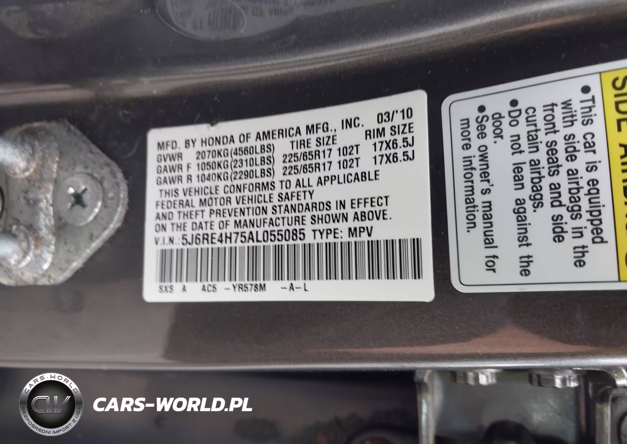 2010 Honda Cr-V Ex-L VIN:5J6RE4H75AL055085 - 9