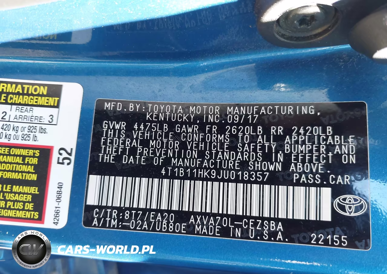 2018 Toyota Camry Se VIN:4T1B11HK9JU018357 - 9