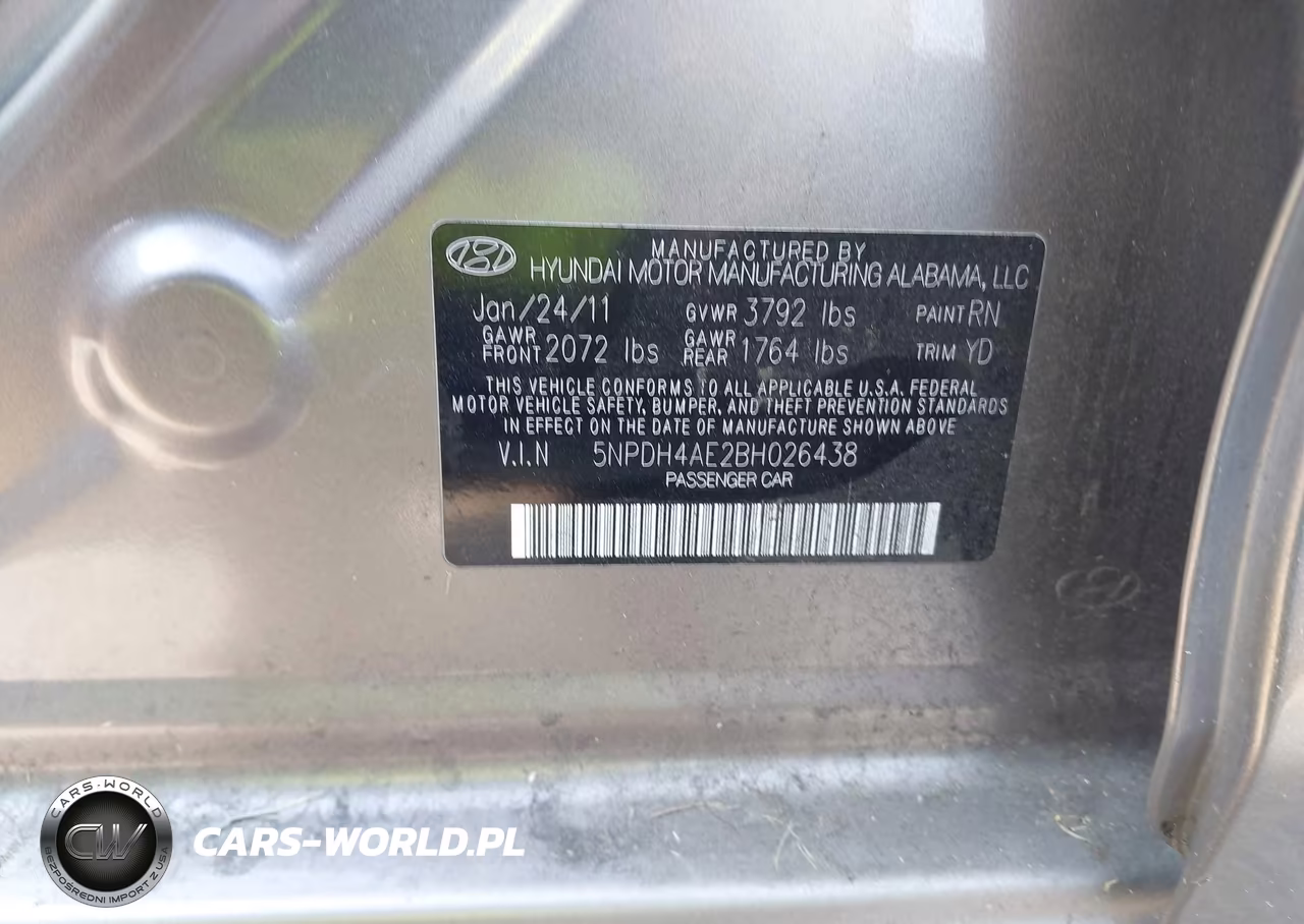 2011 Hyundai Elantra Gls VIN:5NPDH4AE2BH026438 - 9