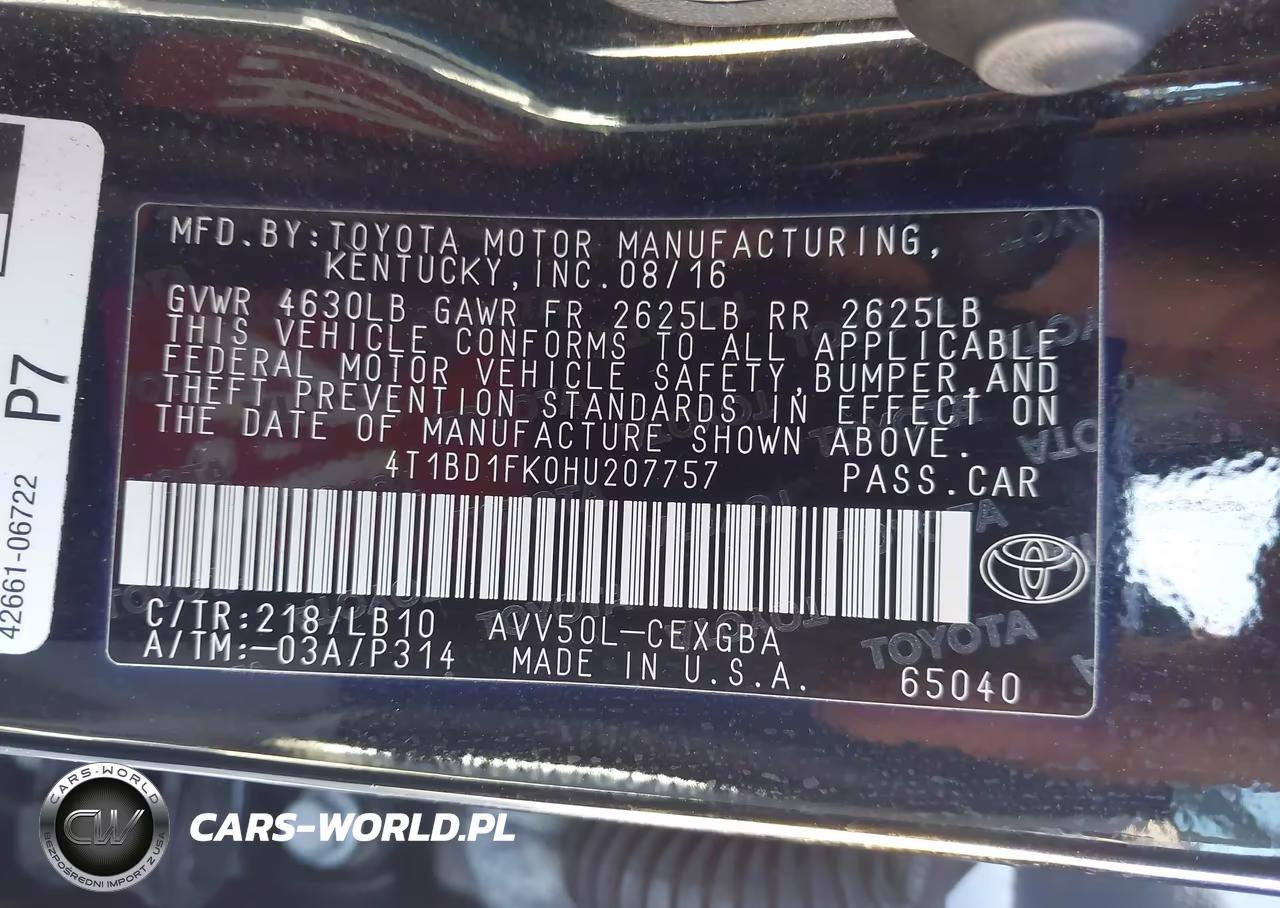2017 Toyota Camry Hybrid Xle VIN:4T1BD1FK0HU207757 - 9