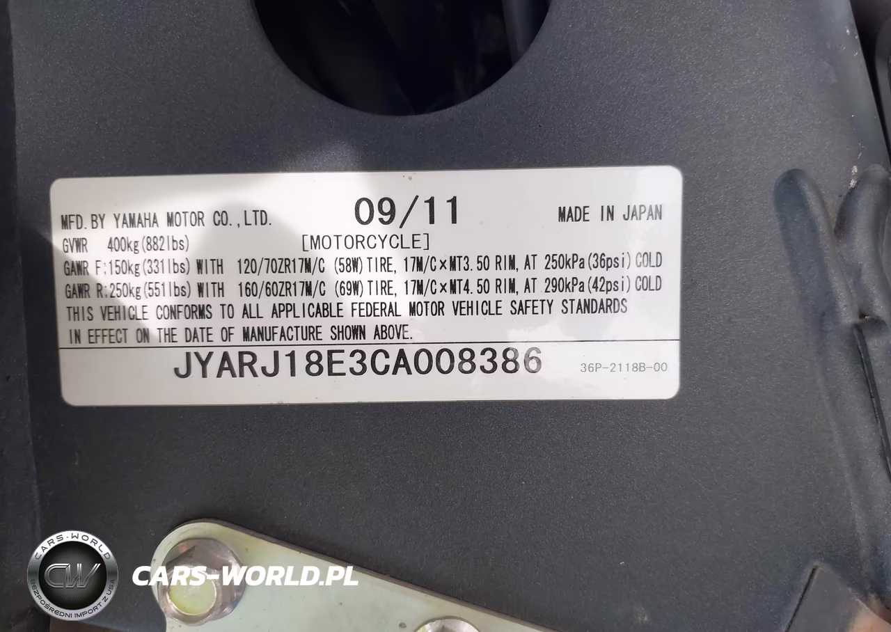 2012 Yamaha Fz6 R VIN:JYARJ18E3CA008386 - 10