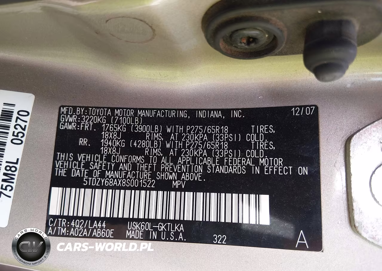 2008 Toyota Sequoia Limited 5.7L V8 VIN:5TDZY68AX8S001522 - 9