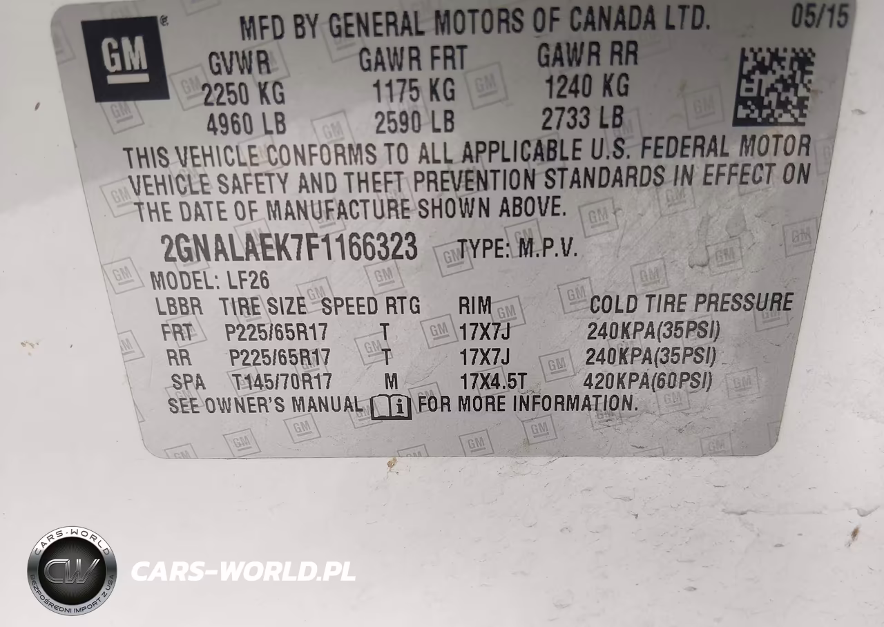 2015 Chevrolet Equinox Ls VIN:2GNALAEK7F1166323 - 9