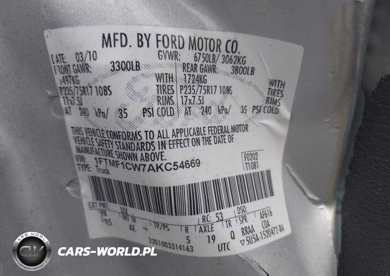 2010 Ford F-150 Stx-Xl-Xl W-Mid-Box Prep-Xlt-Xlt W-Mid-Box Prep VIN:1FTMF1CW7AKC54669 - 9