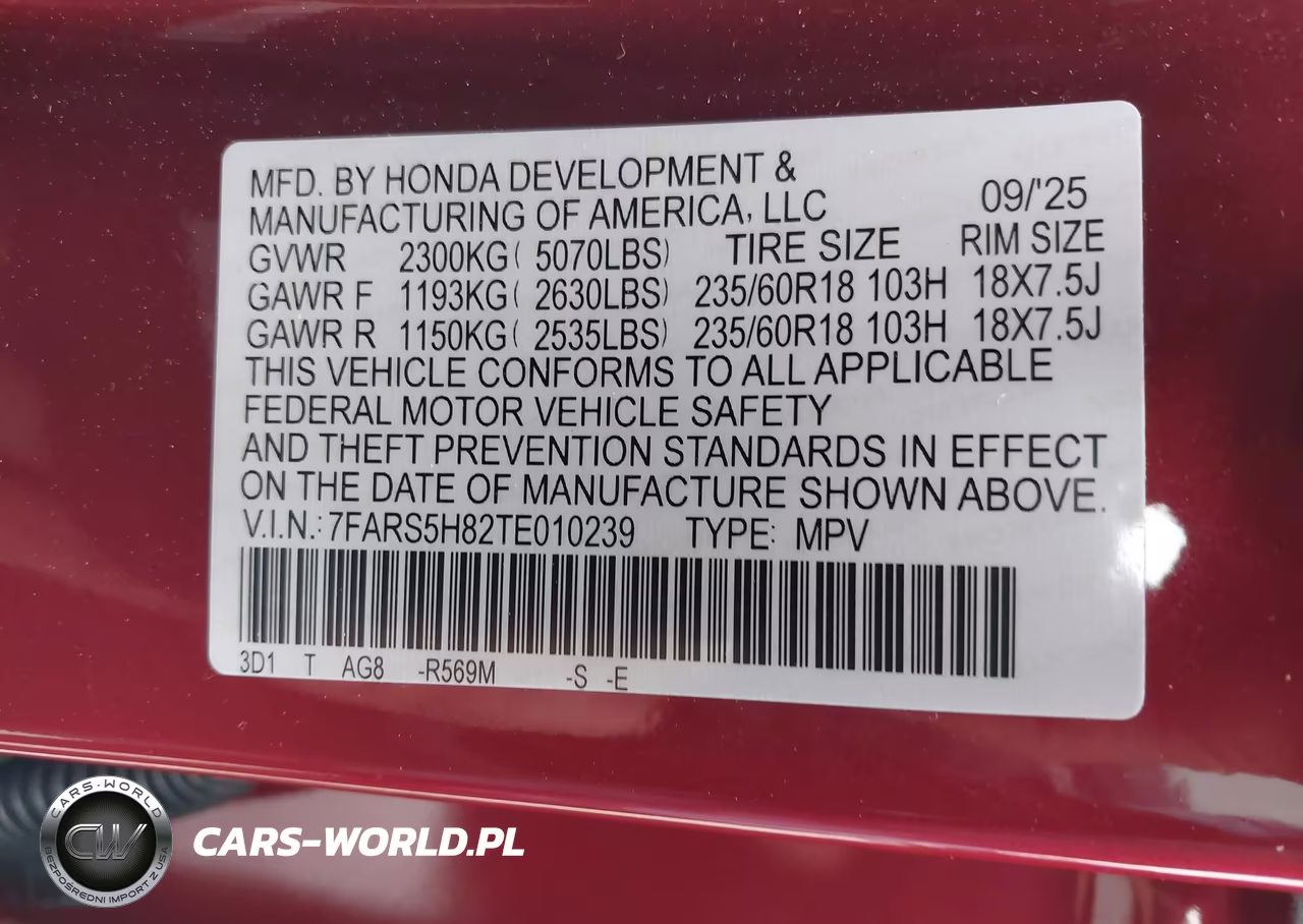 2026 Honda Cr-V Hybrid 2Wd Sport-L VIN:7FARS5H82TE010239 - 9