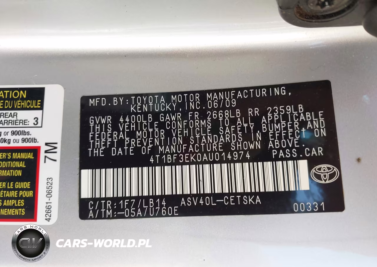 2010 Toyota Camry Se VIN:4T1BF3EK0AU014974 - 9