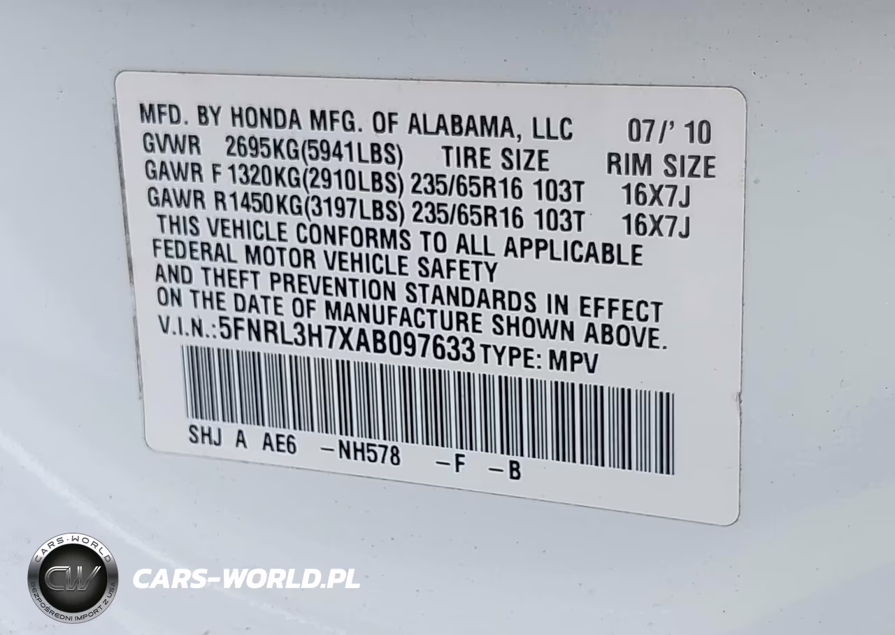 2010 Honda Odyssey Ex-L VIN:5FNRL3H7XAB097633 - 9