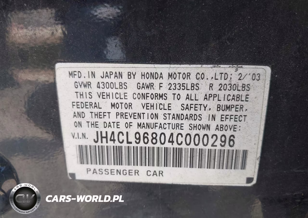 2004 Acura Tsx VIN:JH4CL96804C000296 - 9