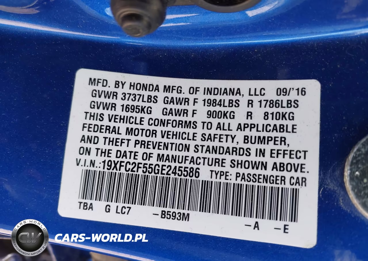 2016 Honda Civic Lx VIN:19XFC2F55GE245586 - 9