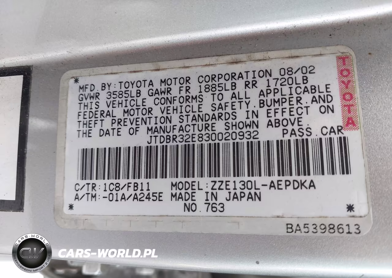 2003 Toyota Corolla Ce VIN:JTDBR32E830020932 - 9