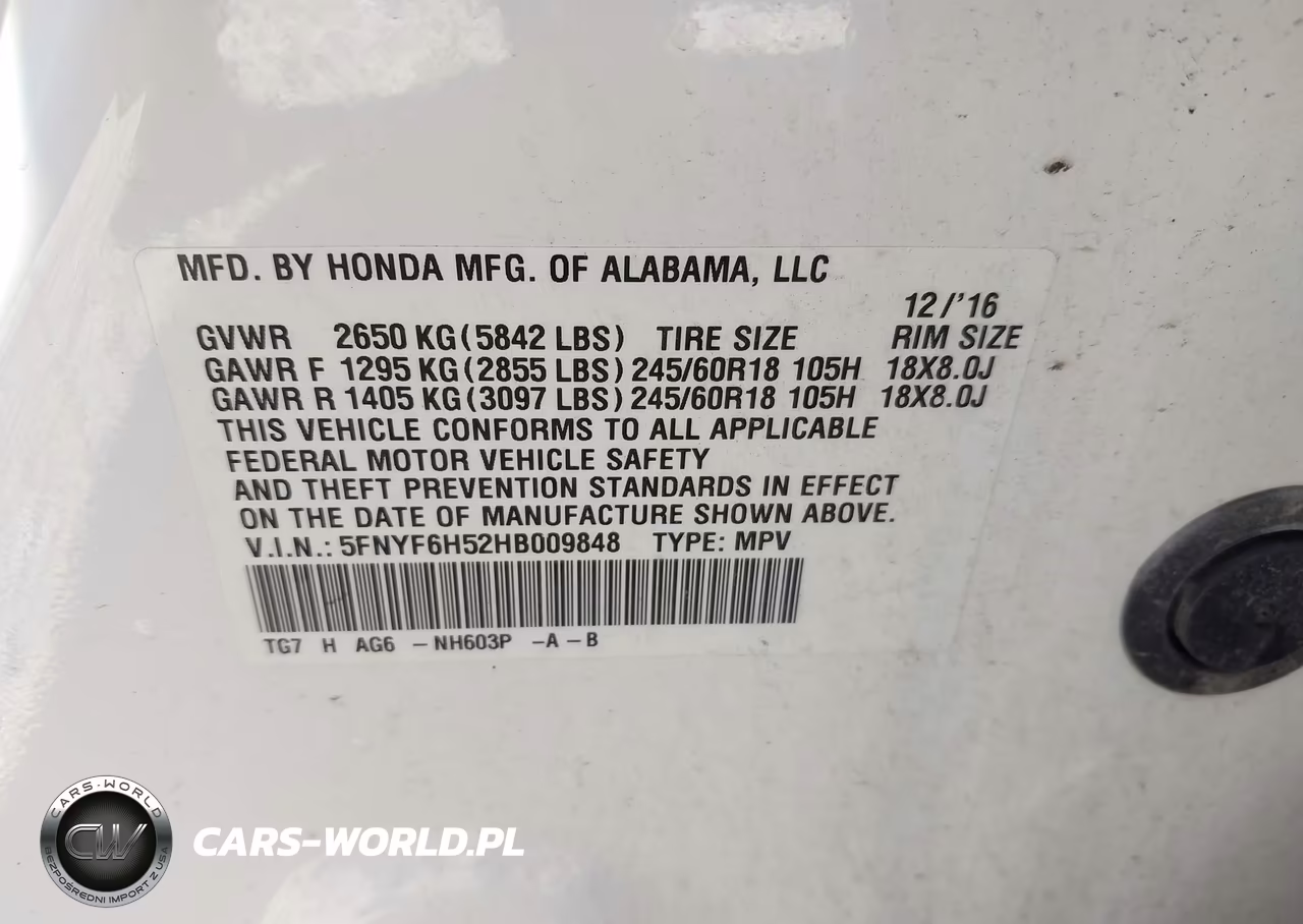 2017 Honda Pilot Ex-L VIN:5FNYF6H52HB009848 - 9