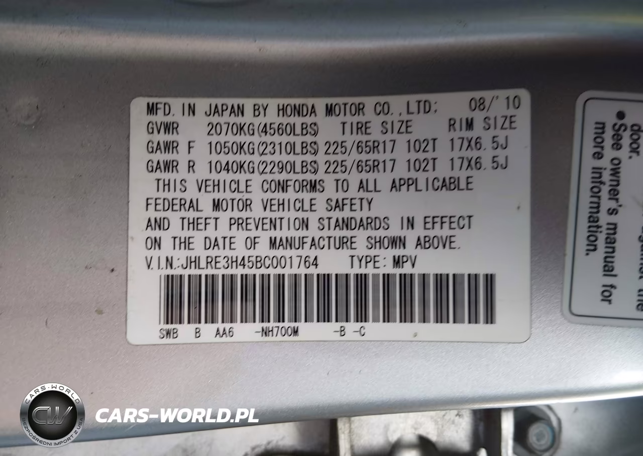 2011 Honda Cr-V Se VIN:JHLRE3H45BC001764 - 9