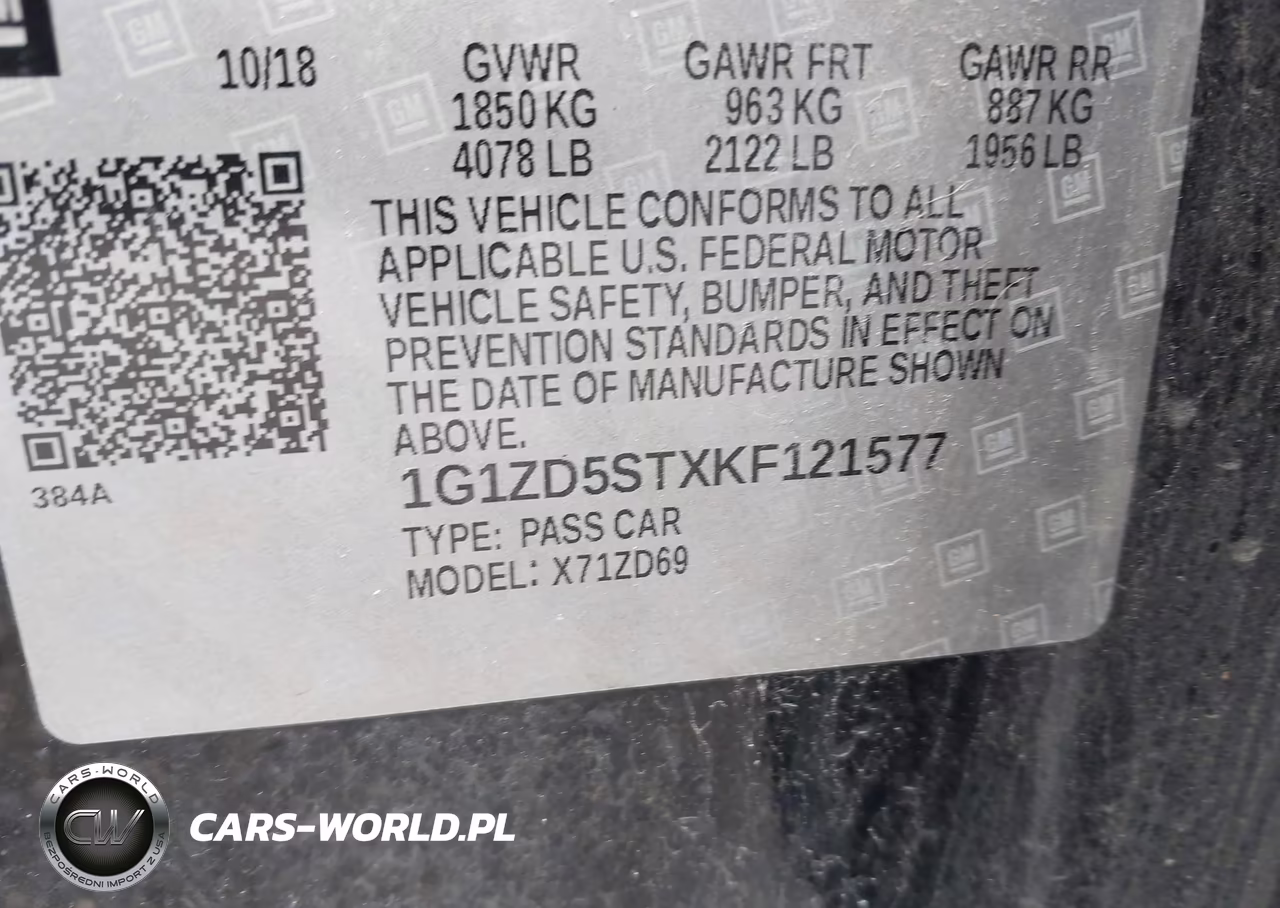 2019 Chevrolet Malibu Lt VIN:1G1ZD5STXKF121577 - 9