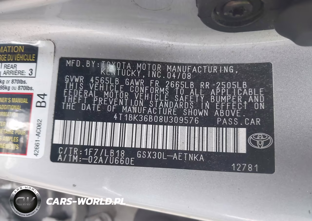 2008 Toyota Avalon Touring VIN:4T1BK36B08U309576 - 9