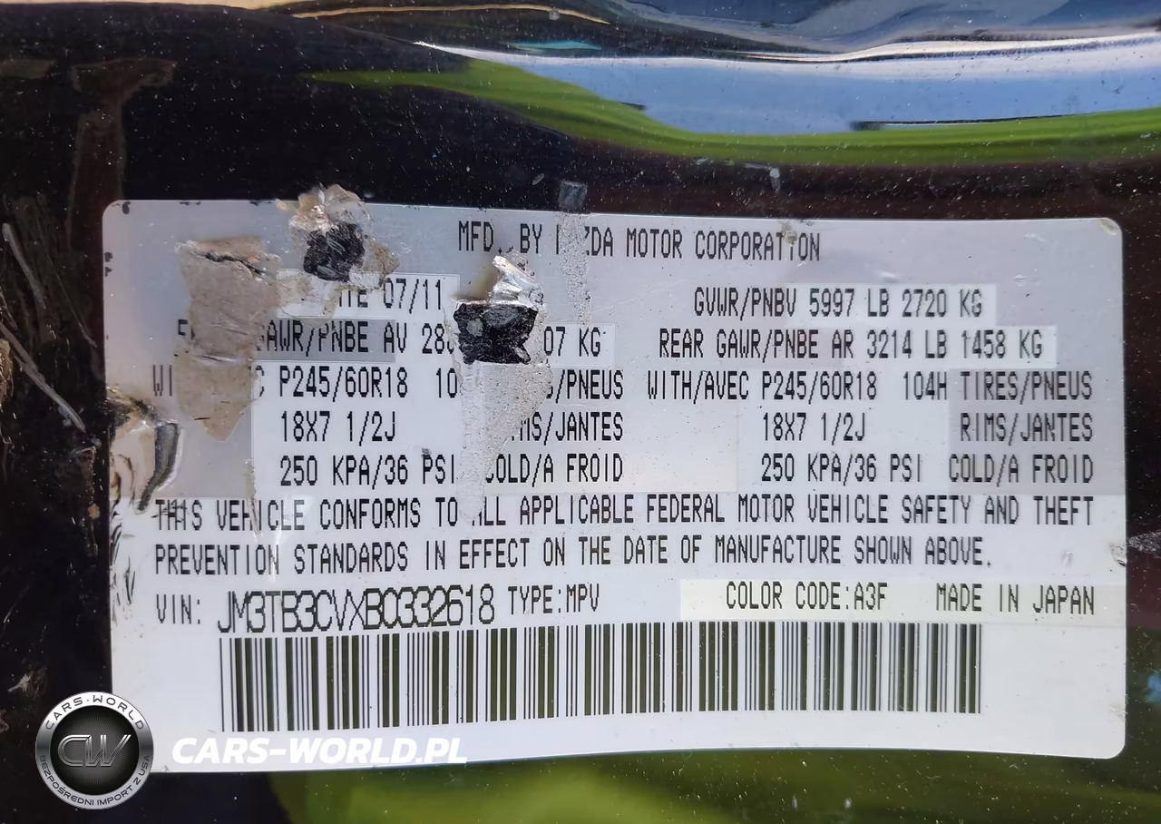 2011 Mazda Cx-9 Touring VIN:JM3TB3CVXB0332618 - 9
